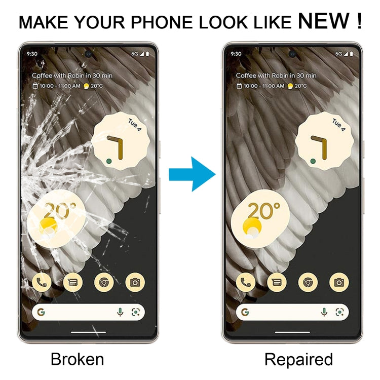 Front Screen Outer Glass Lens with OCA Optically Clear Adhesive — For Google Pixel 5a 5G