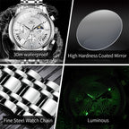 OLEVS 2892 Men Multifunctional Business Waterproof Quartz Watch — Black + Gold