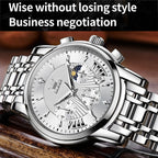 OLEVS 2892 Men Multifunctional Business Waterproof Quartz Watch — Black