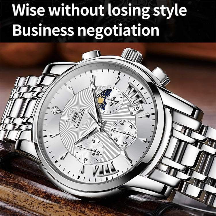 OLEVS 2892 Men Multifunctional Business Waterproof Quartz Watch — Black