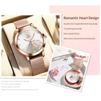 OLEVS 5189 Women Heart Shape Waterproof Quartz Watch — Blue