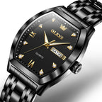 OLEVS 5528 Men Business Dual Calendar Wine Barrel Waterproof Quartz Watch — Black