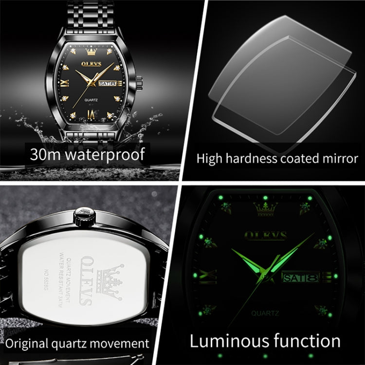 OLEVS 5528 Men Business Dual Calendar Wine Barrel Waterproof Quartz Watch — view 11