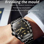 OLEVS 5528 Men Business Dual Calendar Wine Barrel Waterproof Quartz Watch — White + Gold