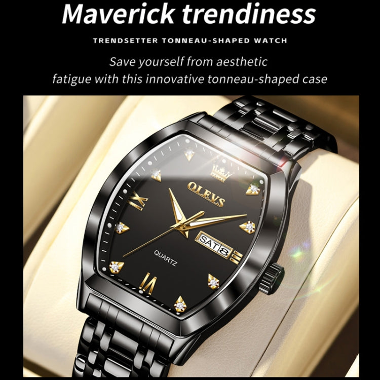 OLEVS 5528 Men Business Dual Calendar Wine Barrel Waterproof Quartz Watch — view 5
