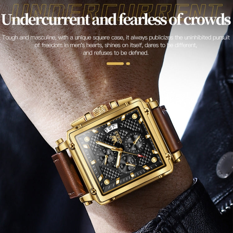 OLEVS 9925 Men Square Dial Multifunctional Waterproof Quartz Watch — view 7