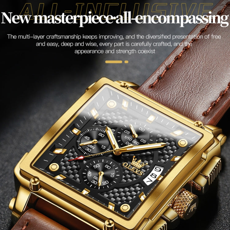 OLEVS 9925 Men Square Dial Multifunctional Waterproof Quartz Watch — view 10