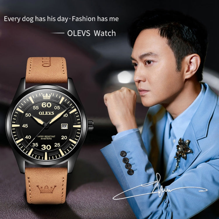 OLEVS 9962 Men Multifunctional Waterproof Quartz Watch — Silver + Black