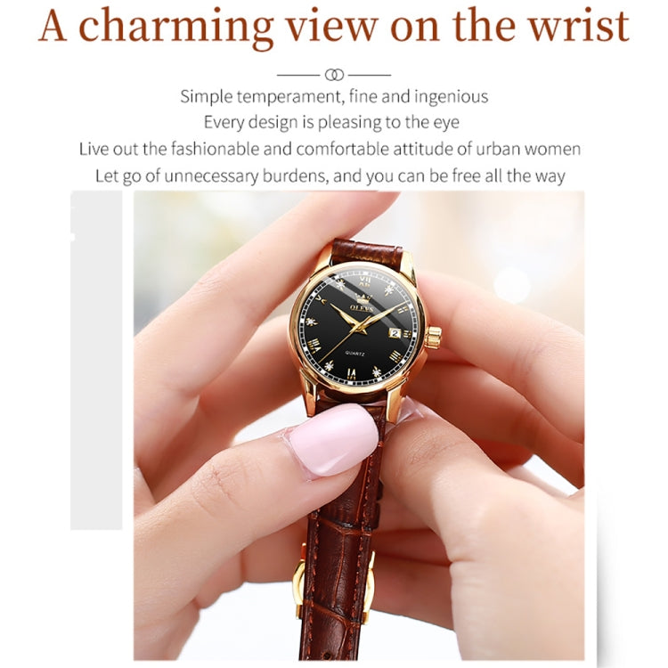 OLEVS 6896 Women Multifunctional Luminous Waterproof Quartz Watch — Black