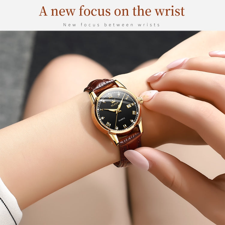 OLEVS 6896 Women Multifunctional Luminous Waterproof Quartz Watch — Gold