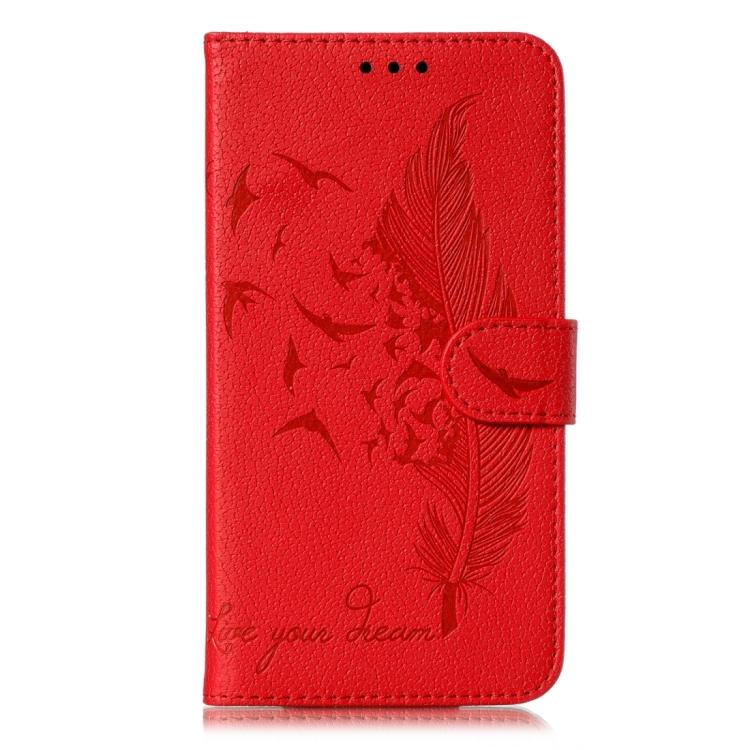 Feather Pattern Litchi Texture Leather Phone Case