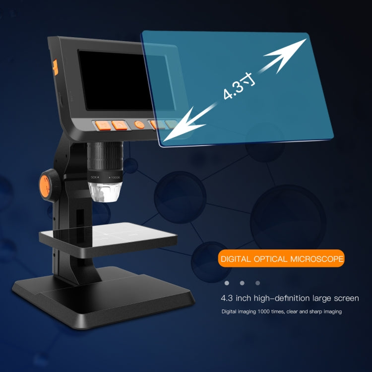 P110 50X-1000X Desktop Electronic Digital Microscope with 4.3 inch Screen