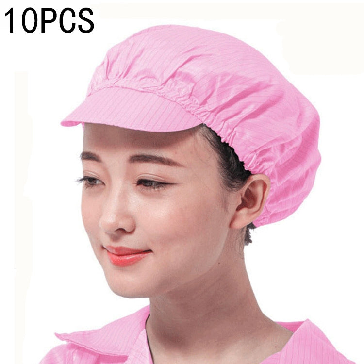 10 PCS Anti-static Dust-free Workshop Duck Tongue Working Cap With Skylight — Pink
