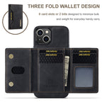 DG.MING M2 Series 3-Fold Card Bag Wallet Leather Phone Case — For iPhone 15