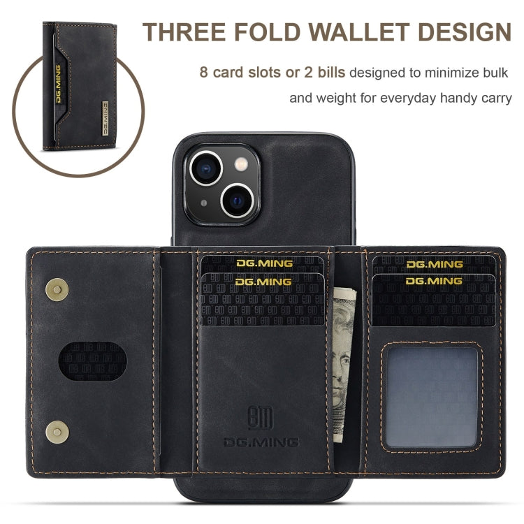 DG.MING M2 Series 3-Fold Card Bag Wallet Leather Phone Case — For iPhone 15