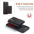 DG.MING M2 Series 3-Fold Card Bag Wallet Leather Phone Case — Coffee