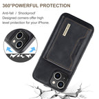 DG.MING M2 Series 3-Fold Card Bag Wallet Leather Phone Case — Red