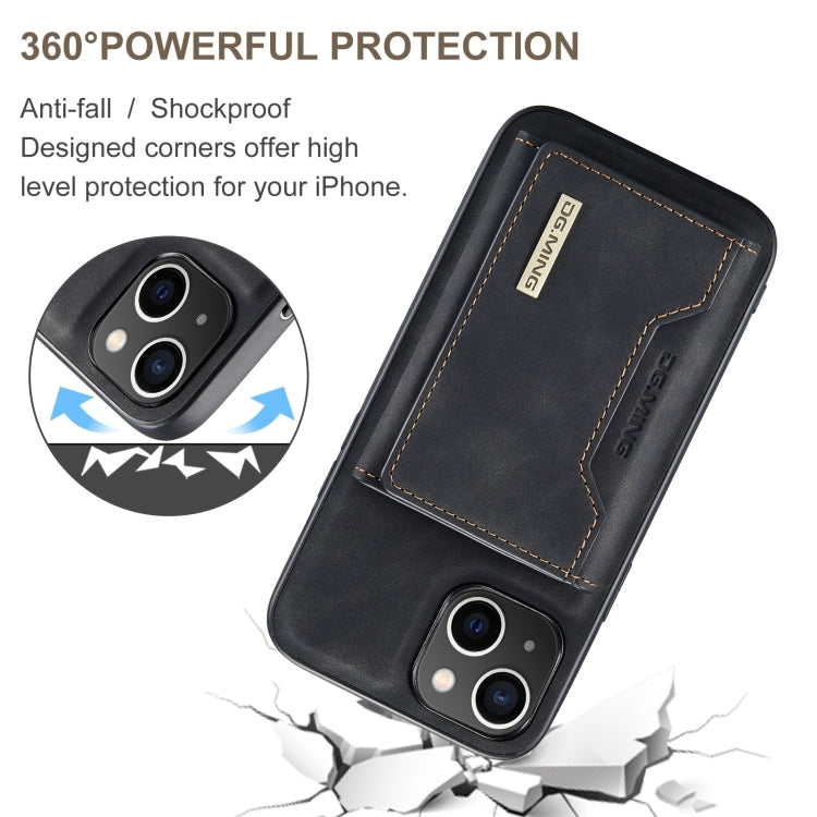 DG.MING M2 Series 3-Fold Card Bag Wallet Leather Phone Case — Red