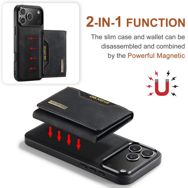DG.MING M2 Series 3-Fold Card Bag Wallet Leather Phone Case — For iPhone 17e / 16e