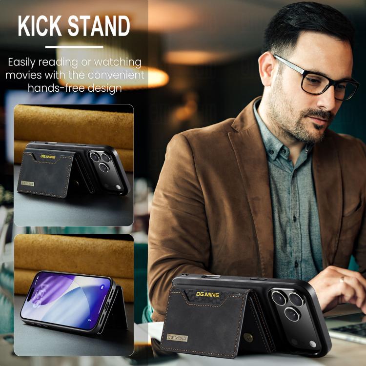DG.MING M2 Series 3-Fold Card Bag Wallet Leather Phone Case — For iPhone Air
