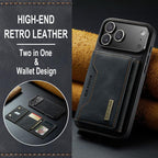 DG.MING M2 Series 3-Fold Card Bag Wallet Leather Phone Case — For iPhone 16 Pro Max