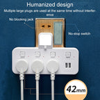 Home Office Multifunctional USB Wireless Plug Converter Plug Board, with Night Light — 1 to 4 + 2USB