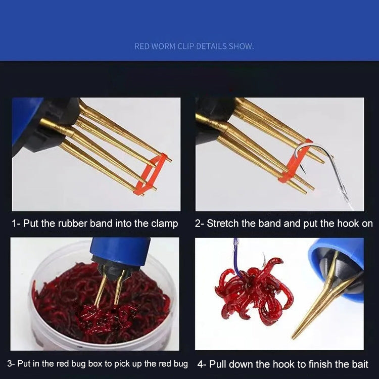 Red Worm Clip Hanging Bait Device Earthworm Live Bait Clip
