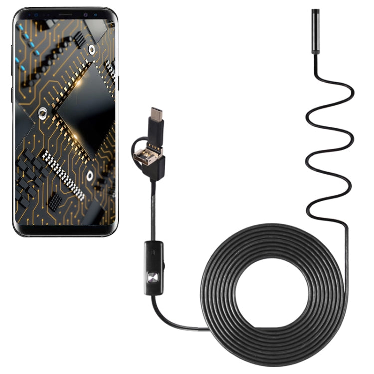 AN100 3 in 1 IP67 Waterproof USB-C / Type-C + Micro USB + USB HD Endoscope Snake Tube Inspection Camera for Parts of OTG Function Android Mobile Phone, with 6 LEDs