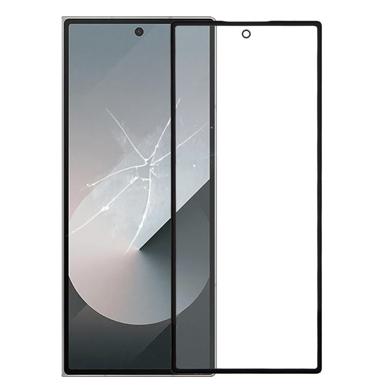 LCD Secondary Screen Outer Glass Lens with OCA Optically Clear Adhesive — For Samsung Galaxy Z Fold2 SM-F916B/W21