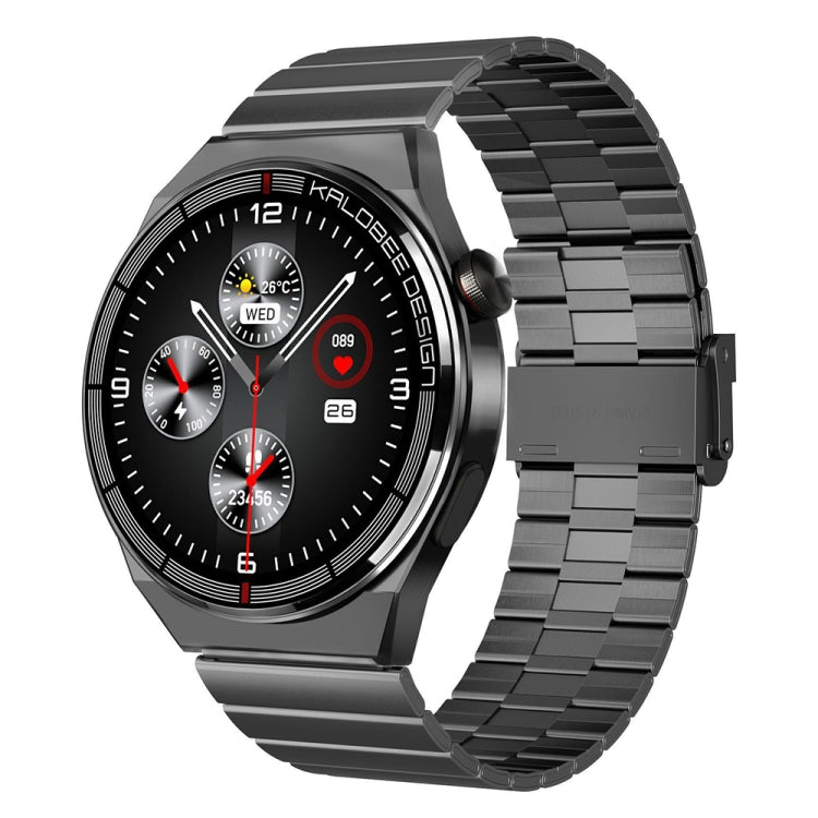 1.3 inch Bamboo Steel Band IP68 Waterproof Smart Watch Support Bluetooth Call — Black Steel Band