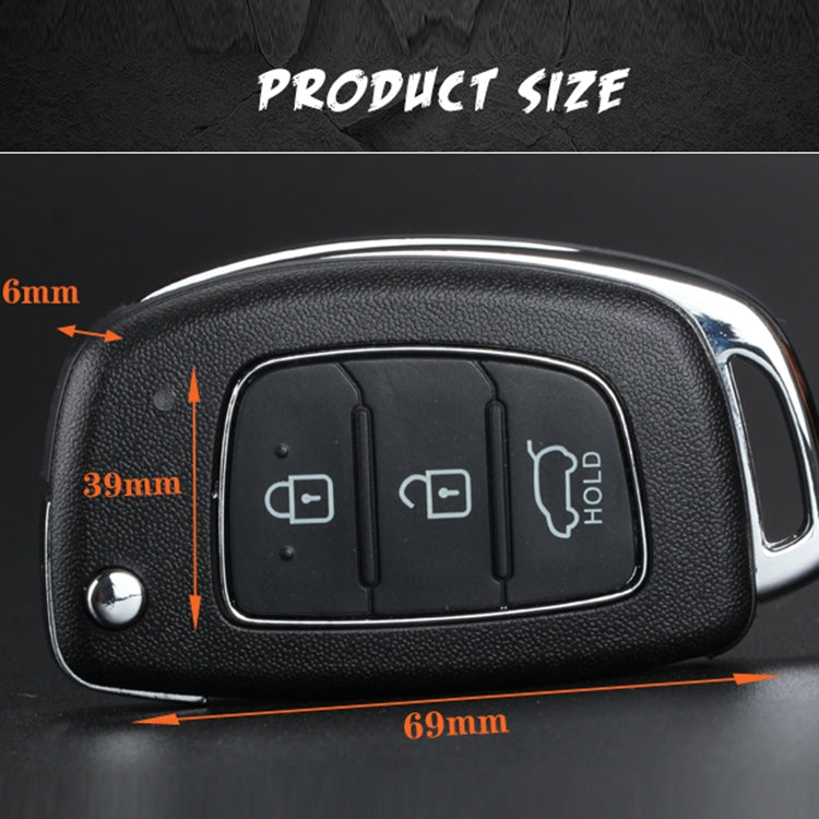 Folding Car Key Shell with Silver Metal Edge, For Hyundai 3-button