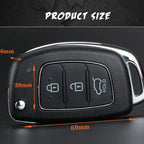 Folding Car Key Shell with Silver Metal Edge, For Hyundai 3-button