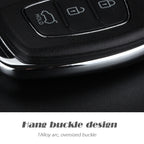 Folding Car Key Shell with Silver Metal Edge, For Hyundai 3-button