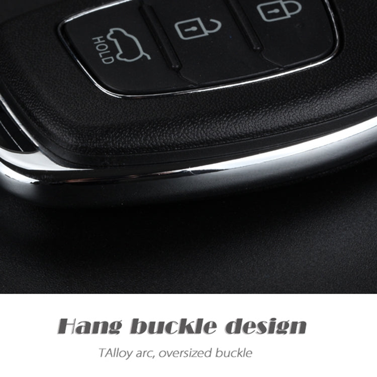Folding Car Key Shell with Silver Metal Edge, For Hyundai 3-button