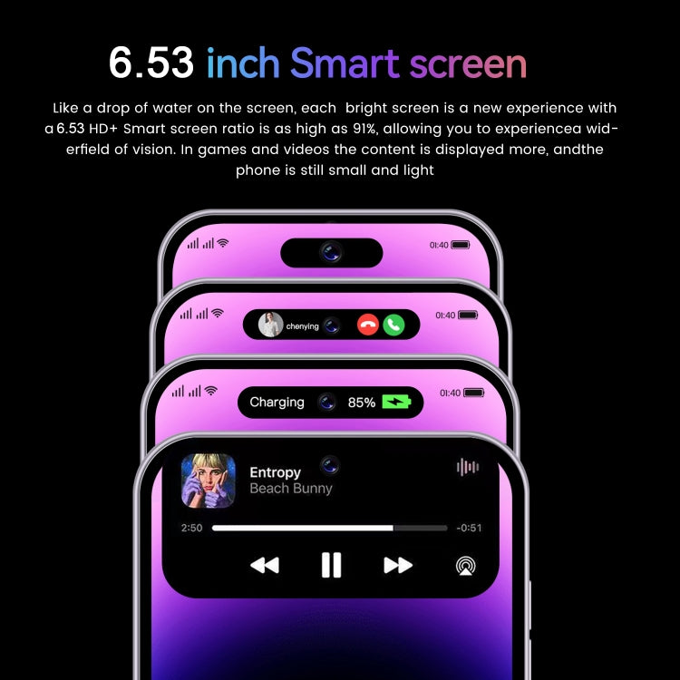 i15 Pro Max / U18, 6.53 inch Screen, Face Identification, Android 9.1 SC7731E Quad Core, Network: 3G, Dual SIM