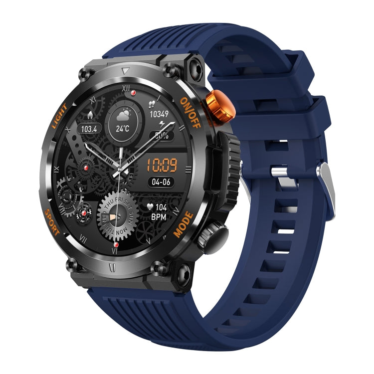HT17 1.46 inch Round Screen Bluetooth Smart Watch, Support Health Monitoring & 100+ Sports Modes — Blue