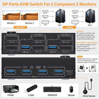 KC-KVM202DP 4K 60Hz USB3.0 DP Dual Monitors KVM Switch — view 3