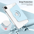 360 Rotation Detachable Clear Acrylic Leather Tablet Case