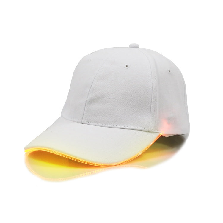 LED Luminous Baseball Cap Male Outdoor Fluorescent Sunhat, Style: Battery — White Hat Pink Light