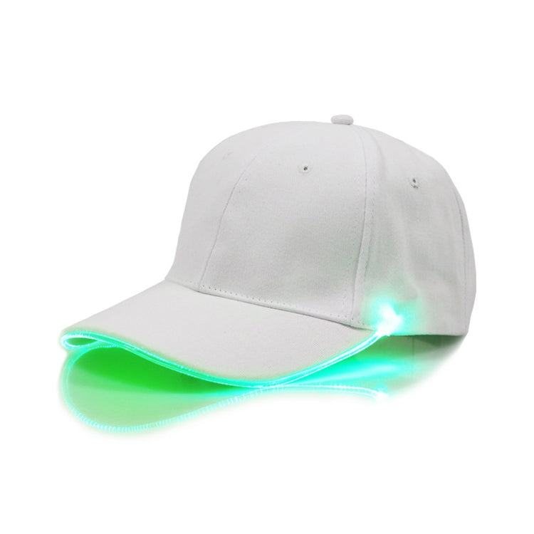 LED Luminous Baseball Cap Male Outdoor Fluorescent Sunhat, Style: Battery — White Hat Colorful Light