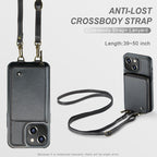 JEEHOOD C22 Series Zipper Wallet Leather Phone Case with Dual Lanyard