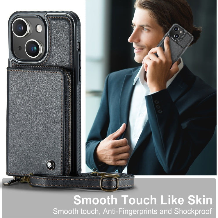 JEEHOOD C22 Series Zipper Wallet Leather Phone Case with Dual Lanyard
