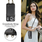 JEEHOOD C22 Series Zipper Wallet Leather Phone Case with Dual Lanyard