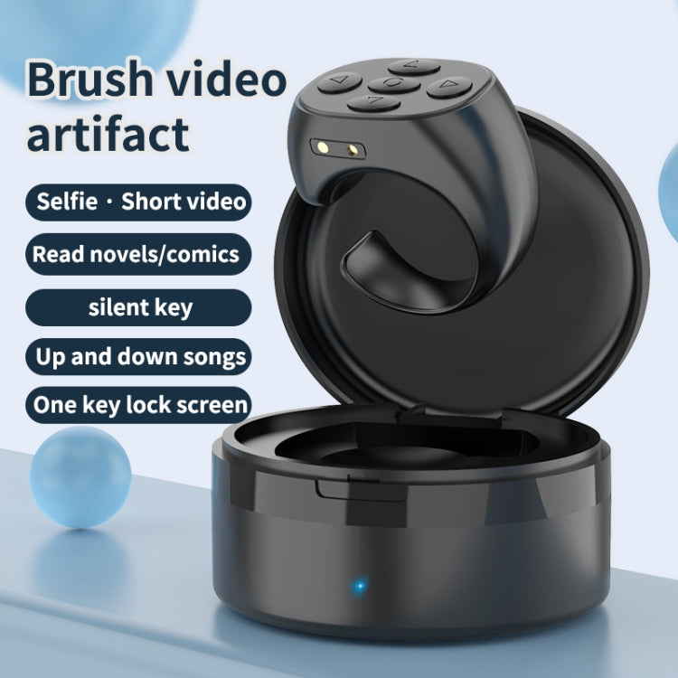 JX-05S 5-button Bluetooth Remote Control Cellphone Smart Ring Remote Control with Charging Case — Black