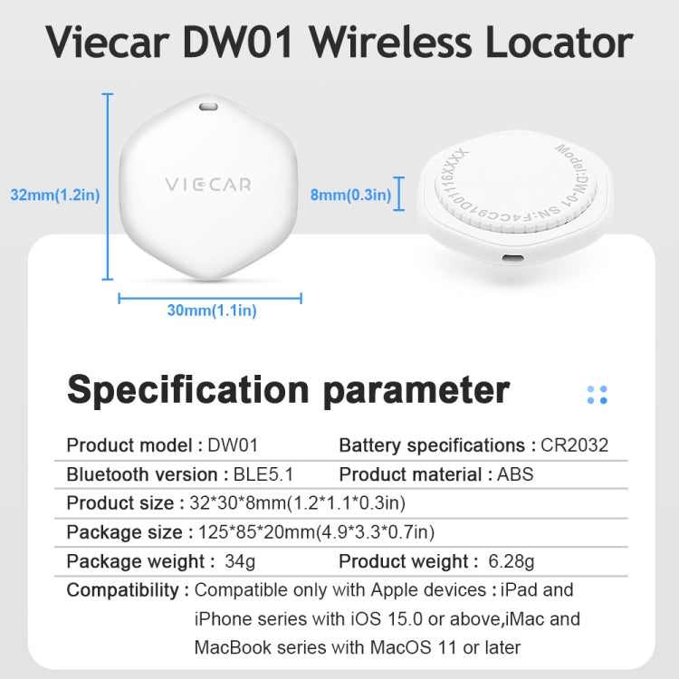 Car Key Anti-lost Detection Wireless Location Tracker, VIECAR DW01