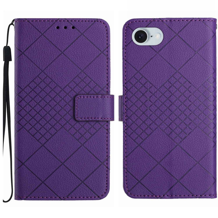 Rhombic Grid Texture Leather Phone Case — For iPhone 16 Pro Max