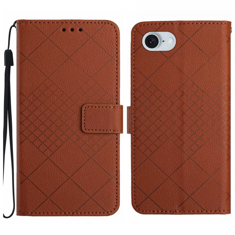 Rhombic Grid Texture Leather Phone Case — Purple