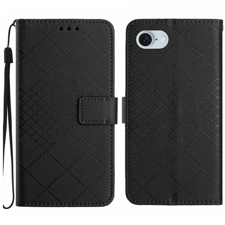Rhombic Grid Texture Leather Phone Case — Red