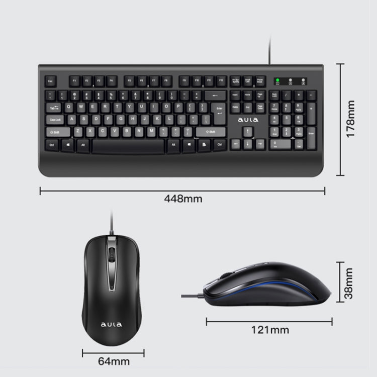 AULA AC106 USB Port Wired Keyboard Mouse Set