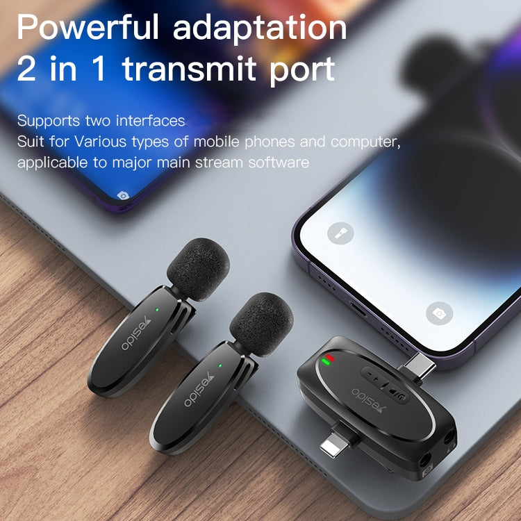YESIDO KR15 Dual Low-latency Wireless Lavalier Microphone with 3 in 1 Receiver — view 12